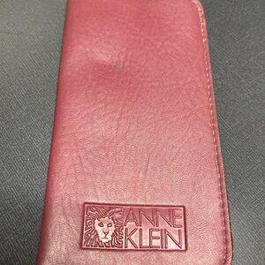 VTG Anne Klein Burgundy Red Soft Leather Eyeglasses Case 3.5"x7"